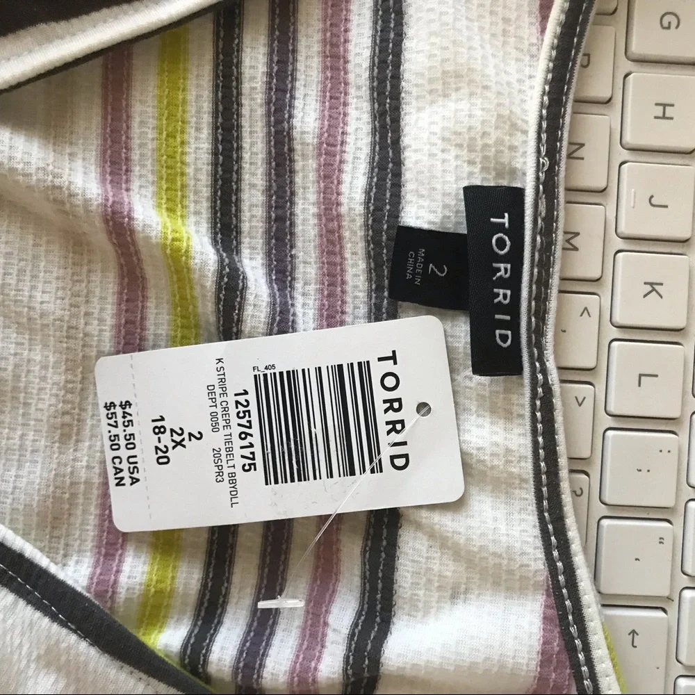 Torrid Stripe Babydoll Top NWT Size 2X - Picture 4 of 5